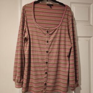 Striped Button-Up Women's Top Size 14/16 From Lane Bryant